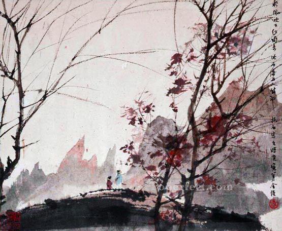 Paisaje otoñal de las cuatro estaciones 1950 Fu Baoshi chino tradicional Pintura al óleo
